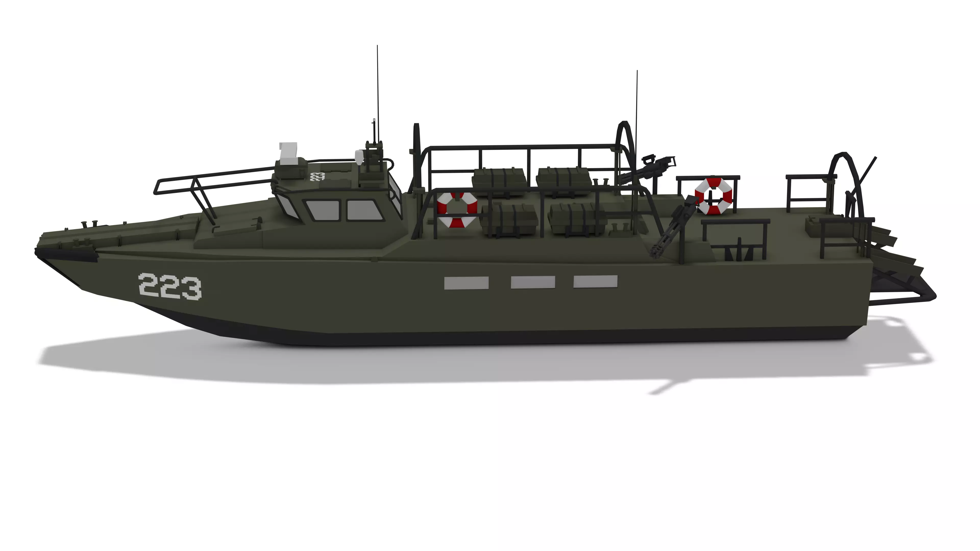 Military Combat Boat CB-90 Lowpoly Textured Low-poly 3D model_3