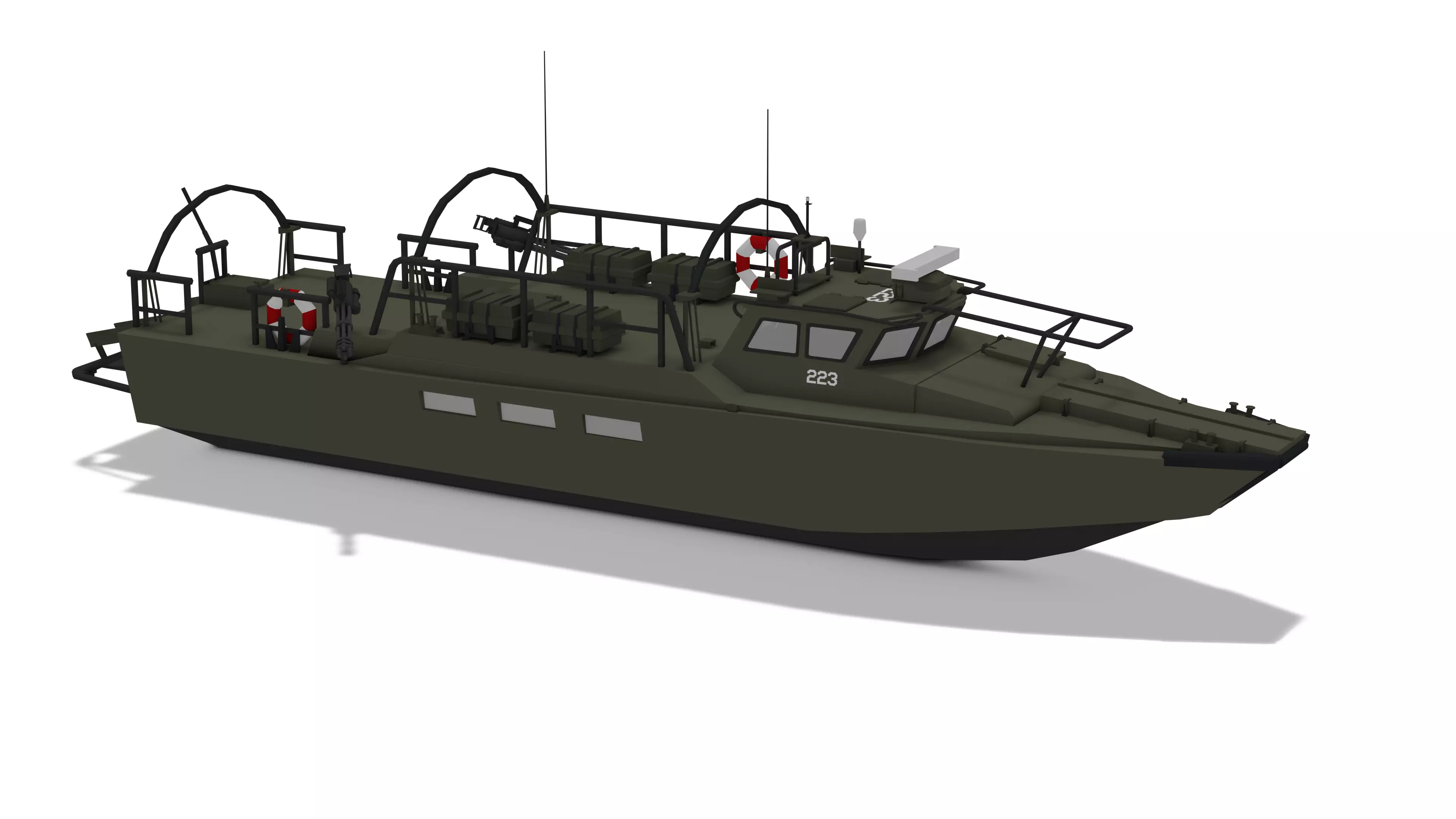 Military Combat Boat CB-90 Lowpoly Textured Low-poly 3D model_0