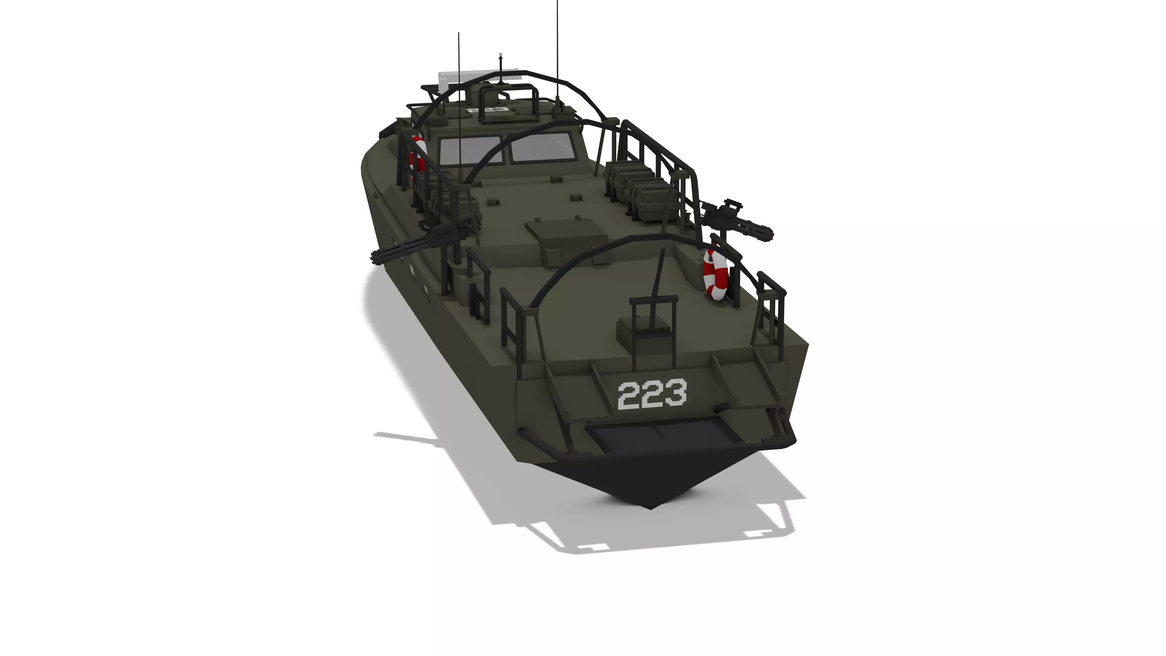 Military Combat Boat CB-90 Lowpoly Textured Low-poly 3D model_2