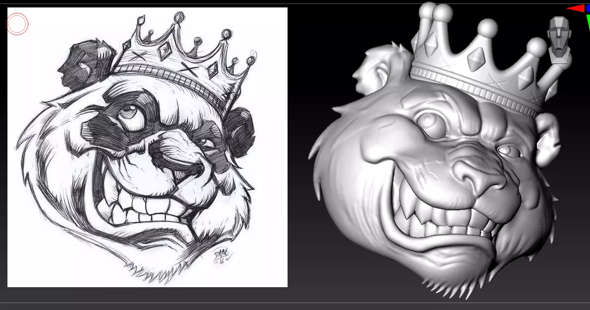 Panda Head Pendant 3D print model_0