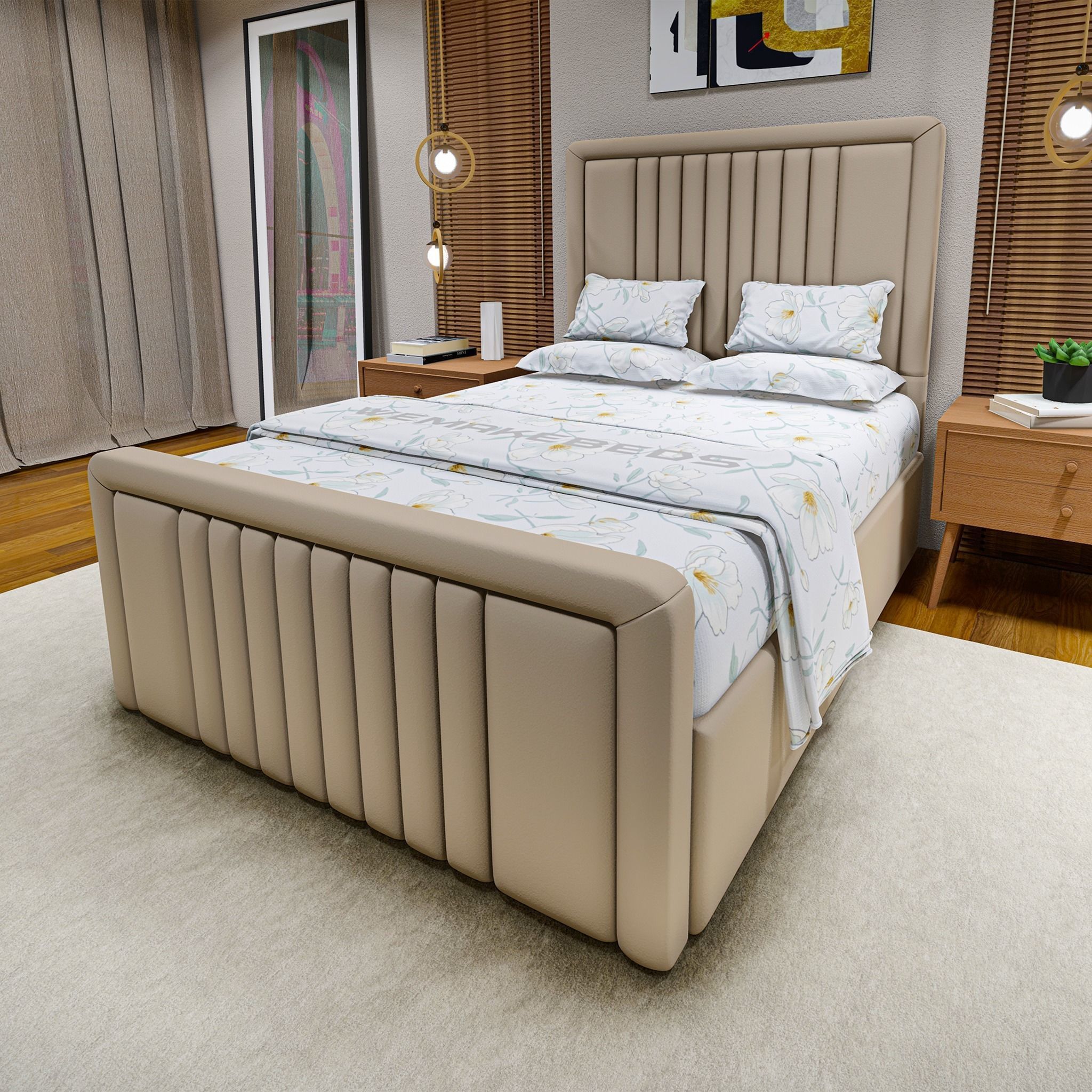 Double Bed Headboards 4 color 3D model_3