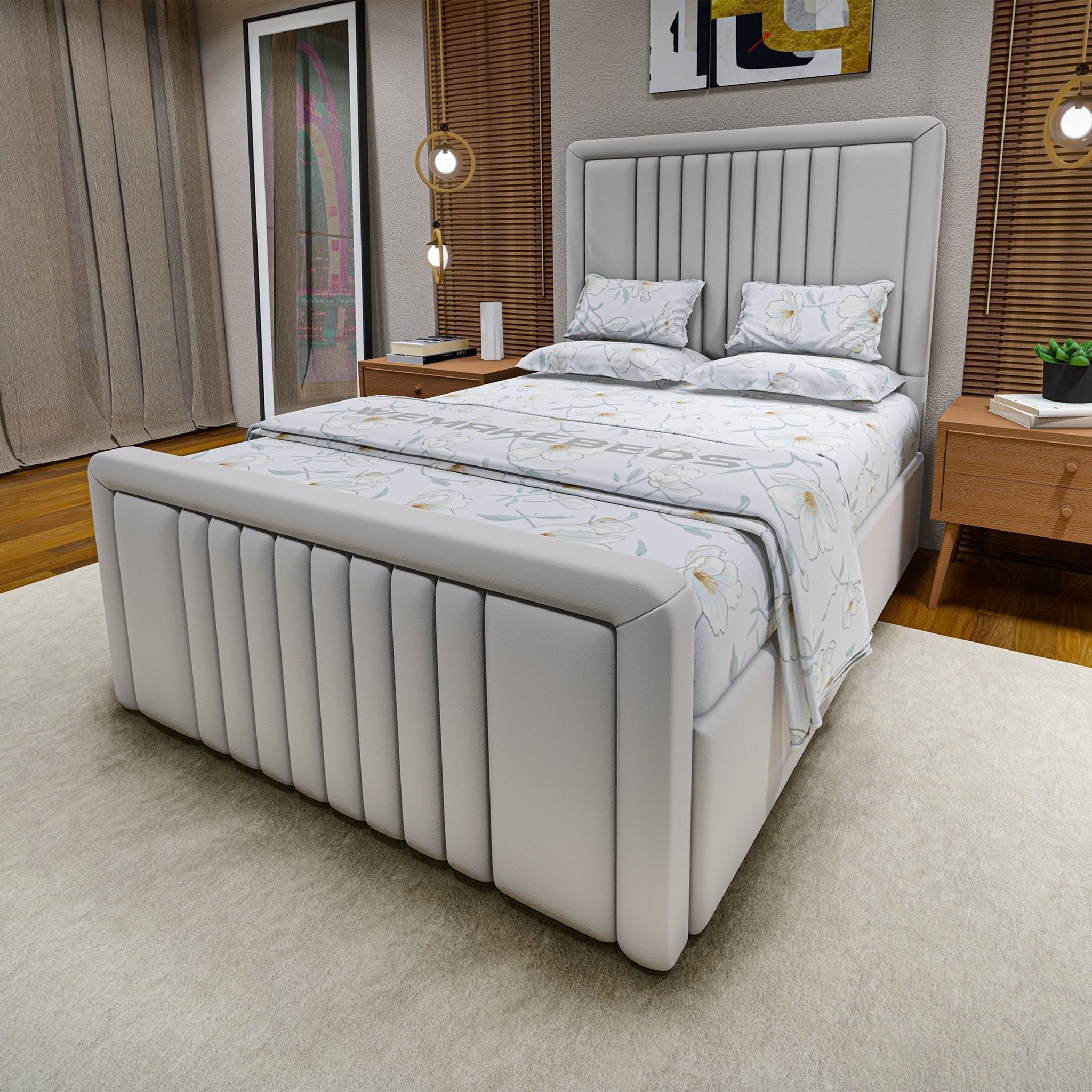 Double Bed Headboards 4 color 3D model_5