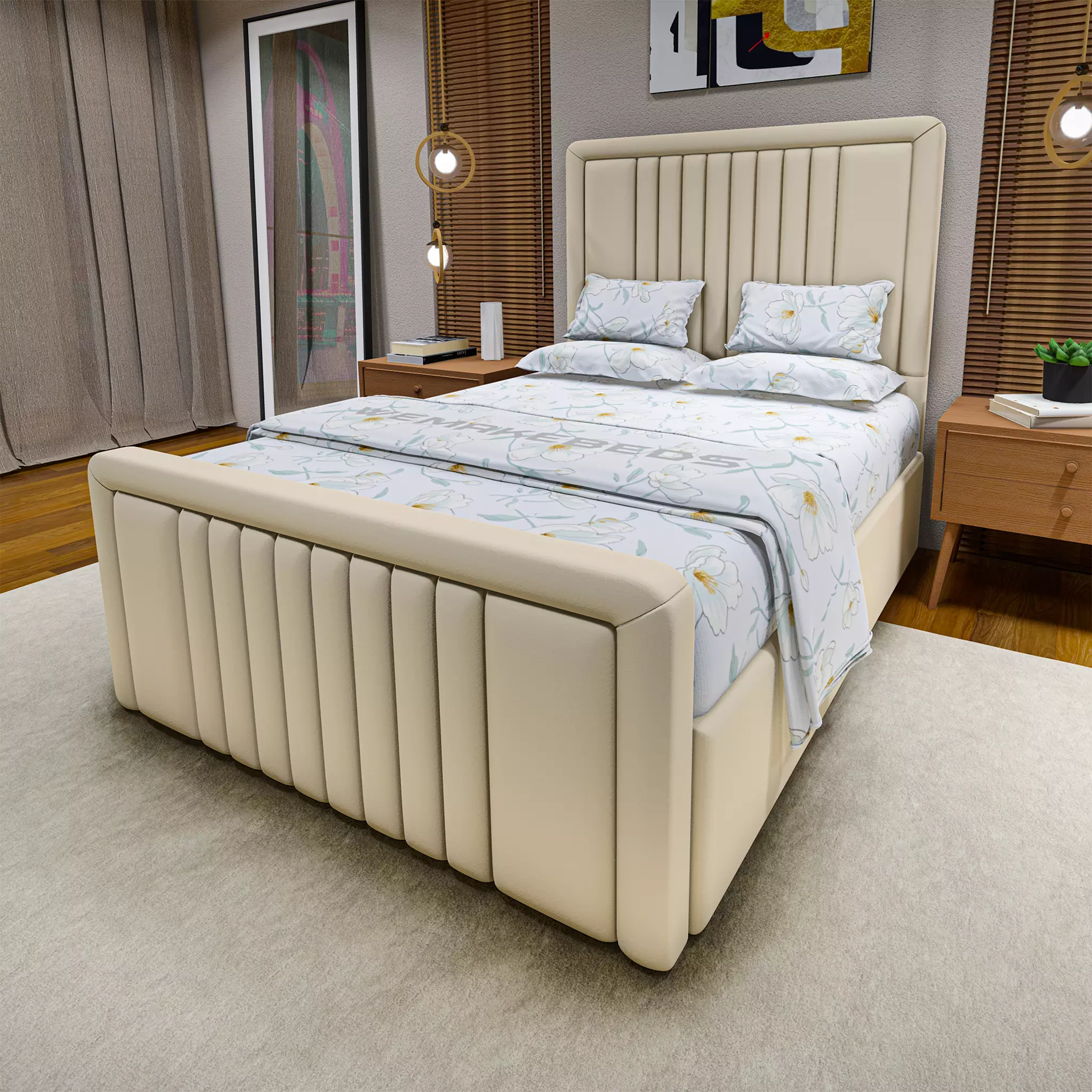 Double Bed Headboards 4 color 3D model_0