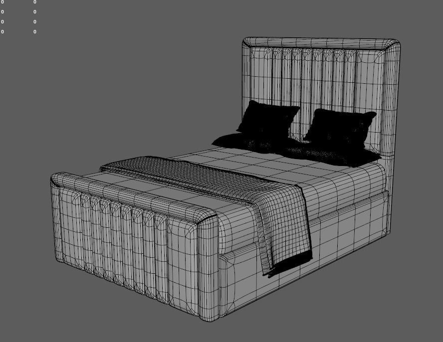 Double Bed Headboards 4 color 3D model_2