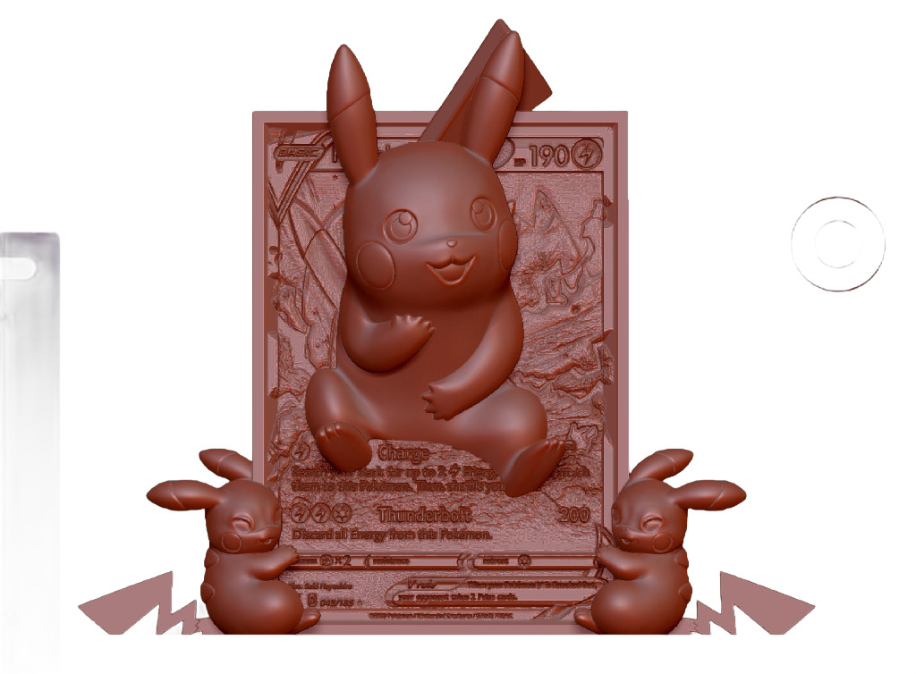 SPECIAL Pikachu 4D Pokemon Card MAX detail high polygon 3D print model_2