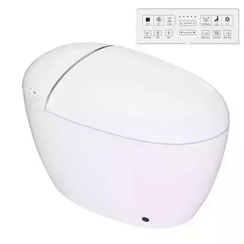 One-Piece Modern White Egg-Shaped Smart Toilet 3D model