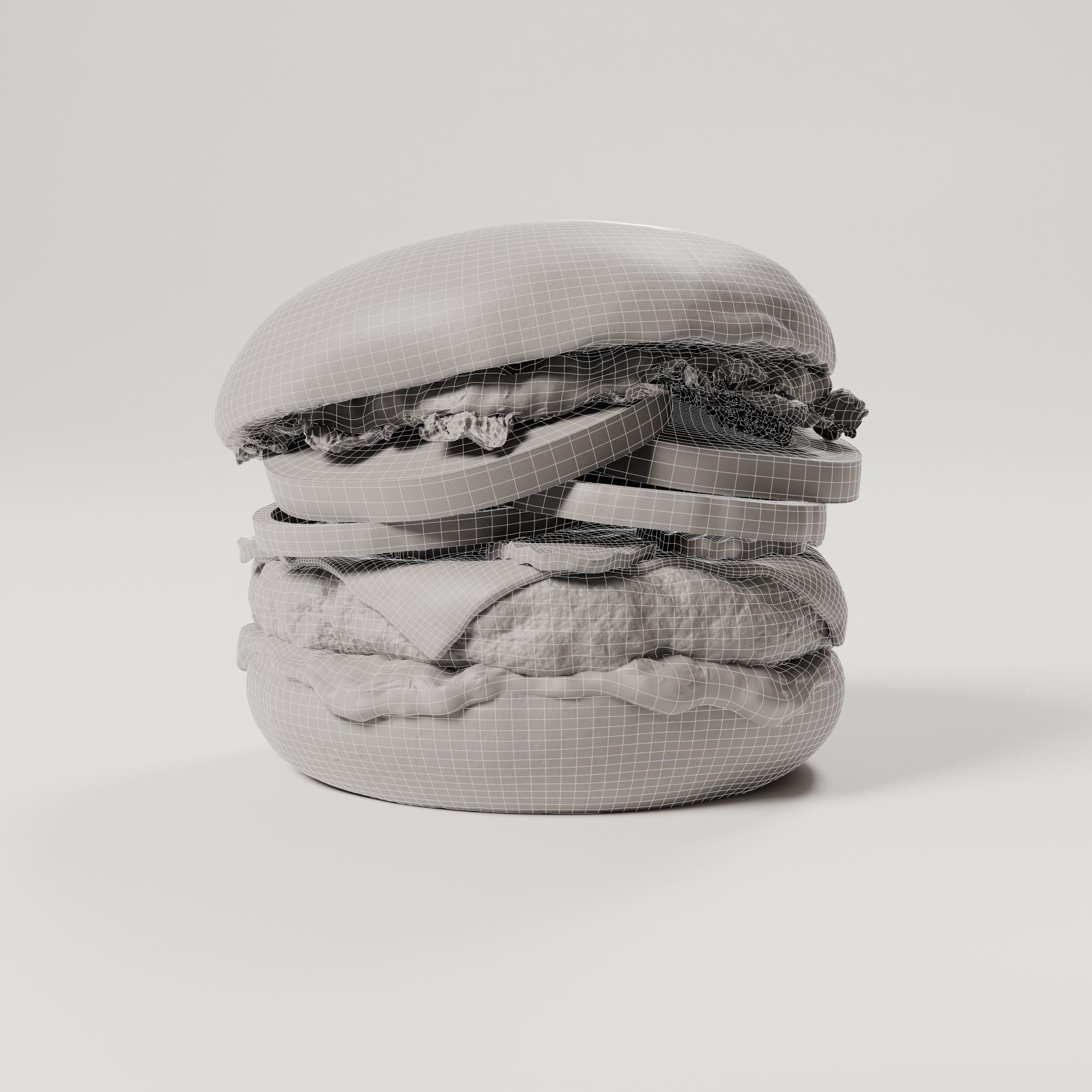 Burger - Hamburger Low-poly 3D model_1