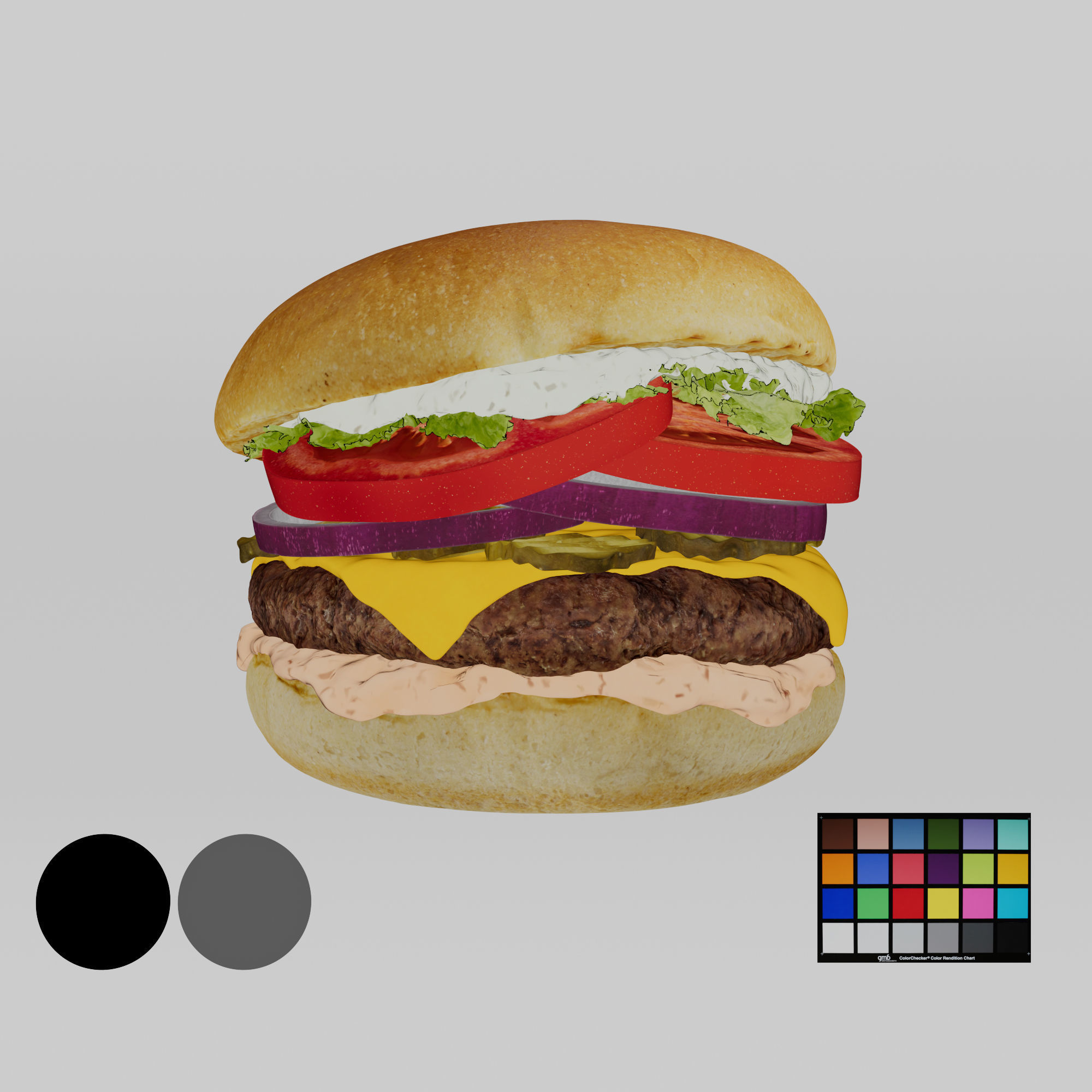 Burger - Hamburger Low-poly 3D model_2