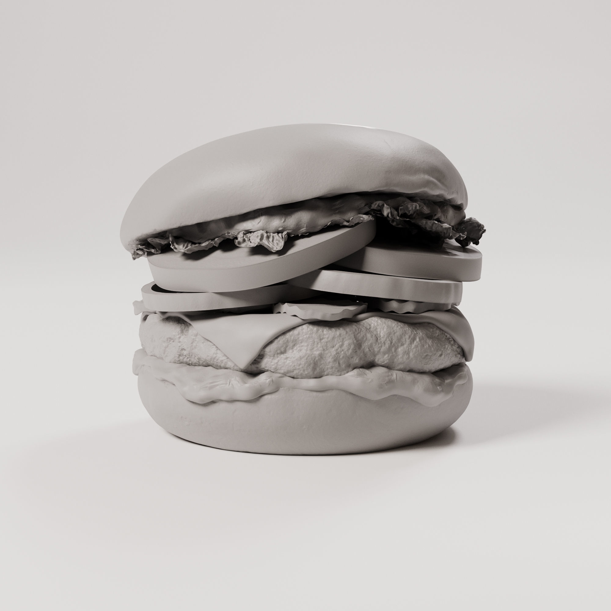 Burger - Hamburger Low-poly 3D model_4