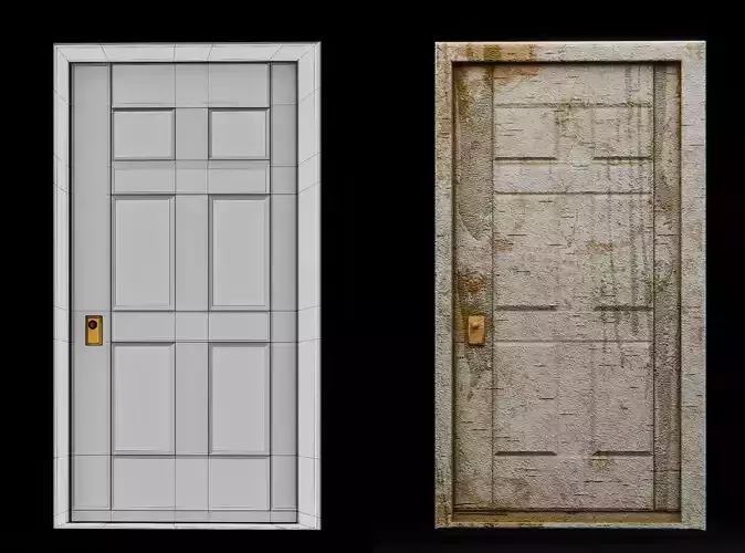 Suzume No Tojimari Wooden Door Lowpoly Custom PBR Textures 