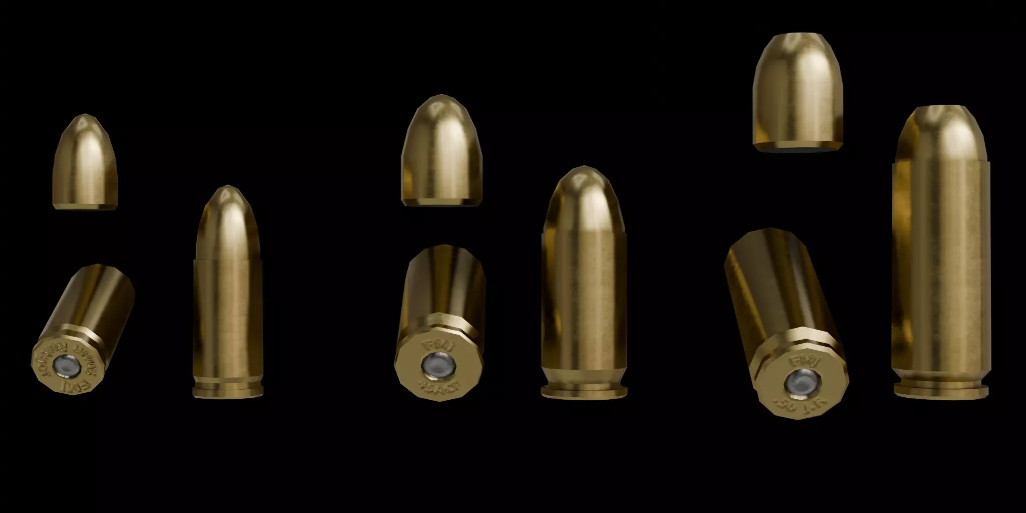 Pistol Bullets Free low-poly 3D model_0