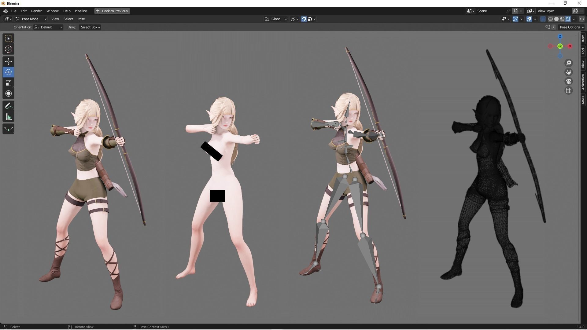 Elf Archer Realistic Female - Blender UE5 Unity - 40 animations Low-poly 3D model_5