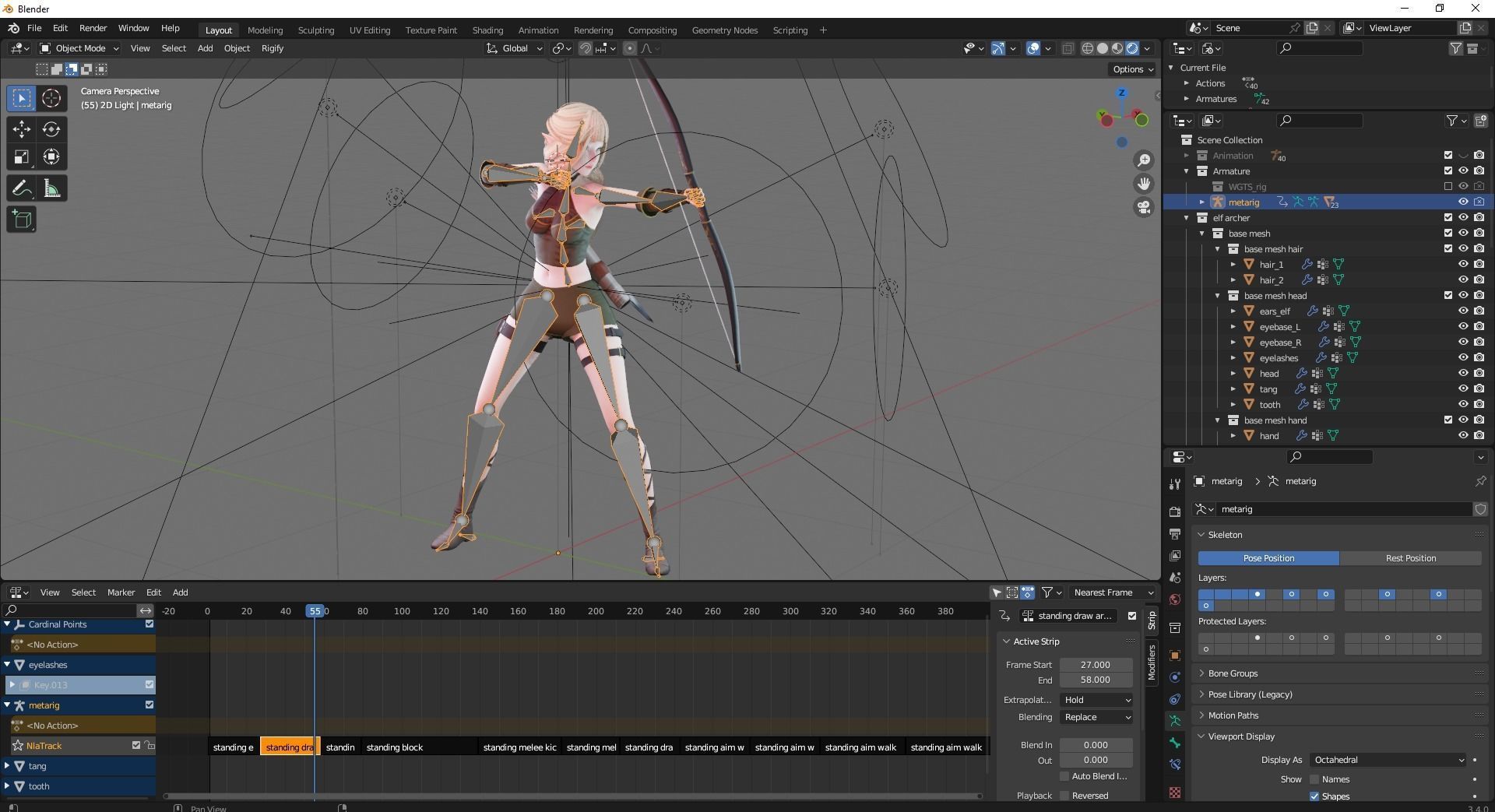 Elf Archer Realistic Female - Blender UE5 Unity - 40 animations Low-poly 3D model_7