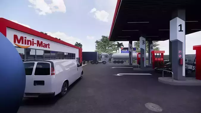 GAS STATION Low-poly 3D model