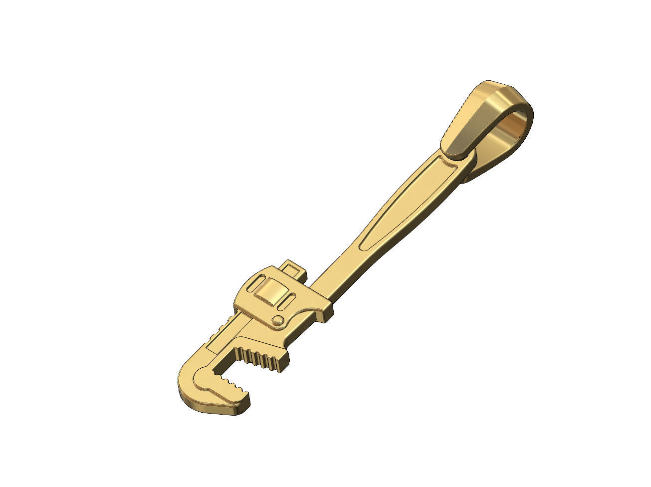 Pipe wrench pendant with bail 3D print model_2