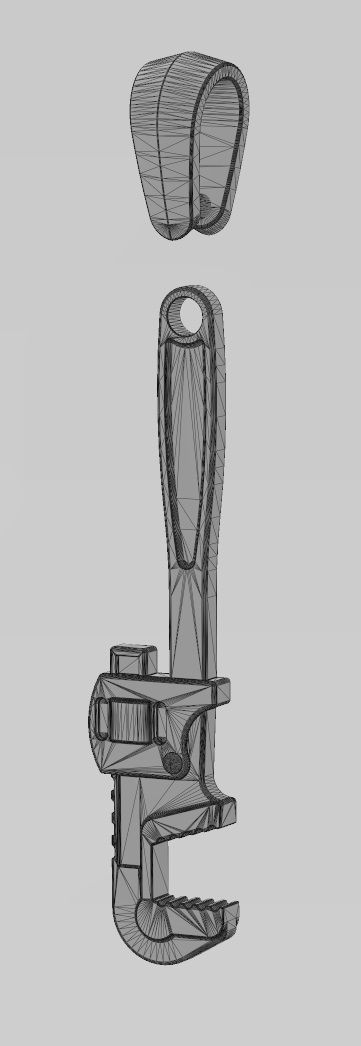 Pipe wrench pendant with bail 3D print model_11