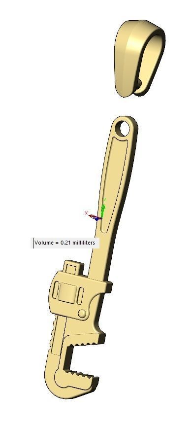 Pipe wrench pendant with bail 3D print model_13