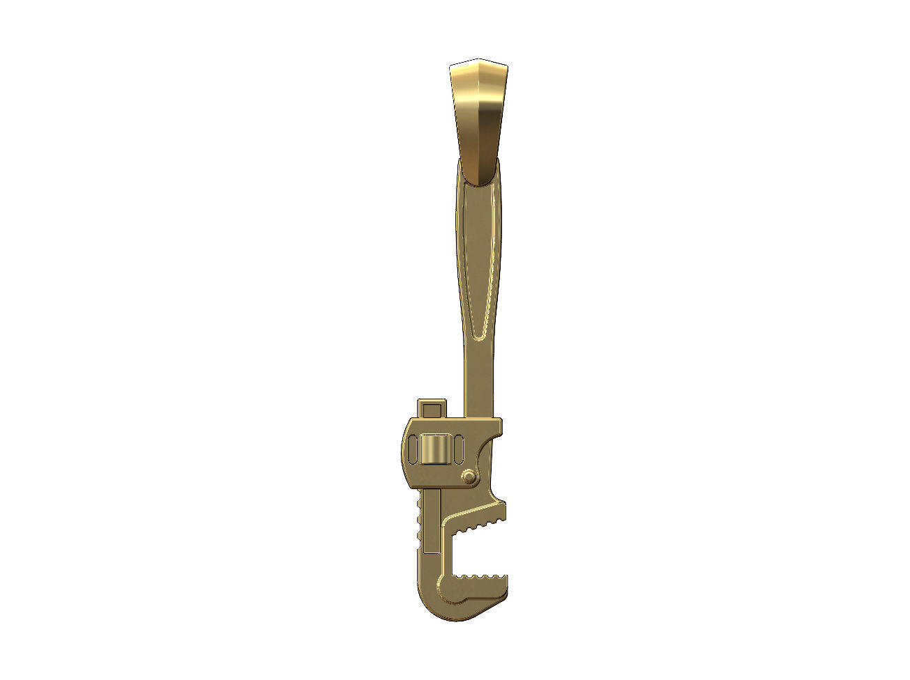 Pipe wrench pendant with bail 3D print model_1