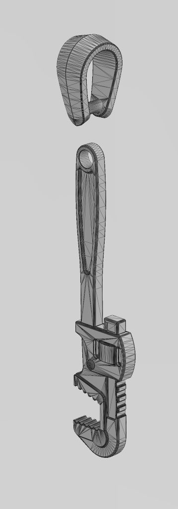 Pipe wrench pendant with bail 3D print model_12