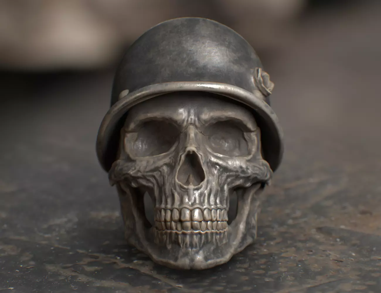 Soldier Skull Ring 3D print model_0