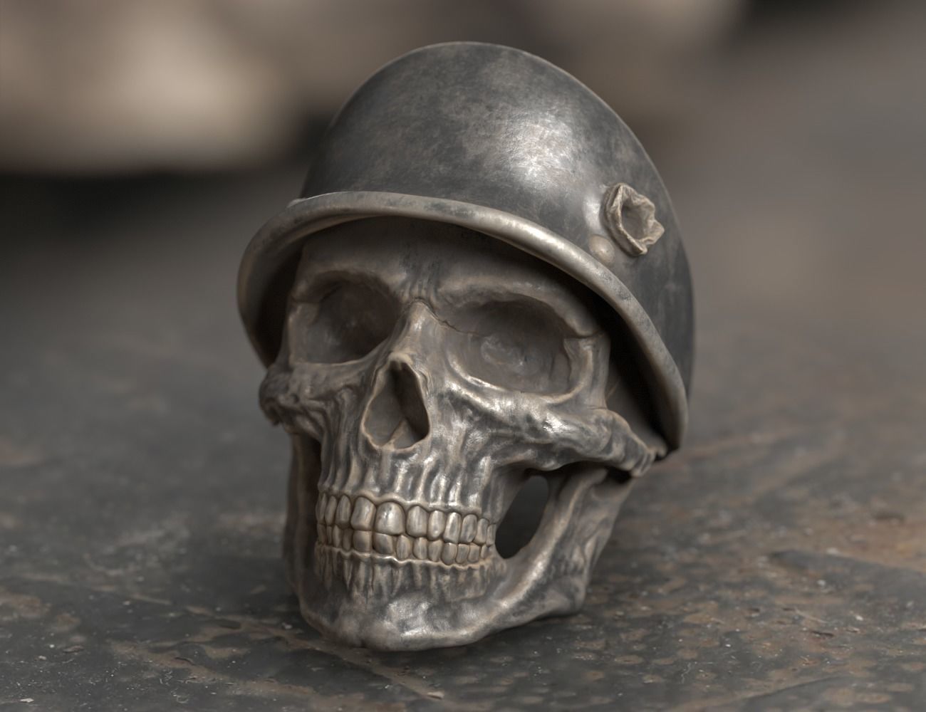 Soldier Skull Ring 3D print model_2