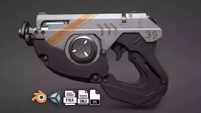 Scifi gun overwatch  Low-poly 3D model