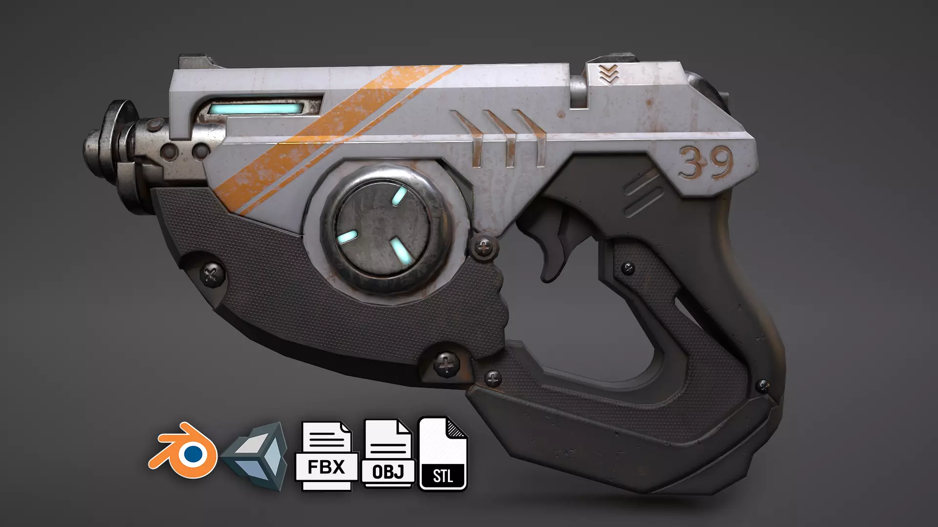 Scifi gun overwatch  Low-poly 3D model_0