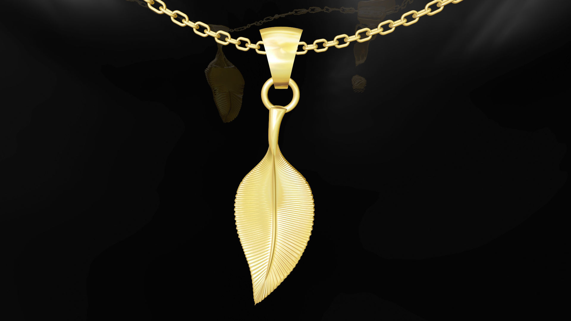Leaf Pendant Jewelry Gold 3D print model_1