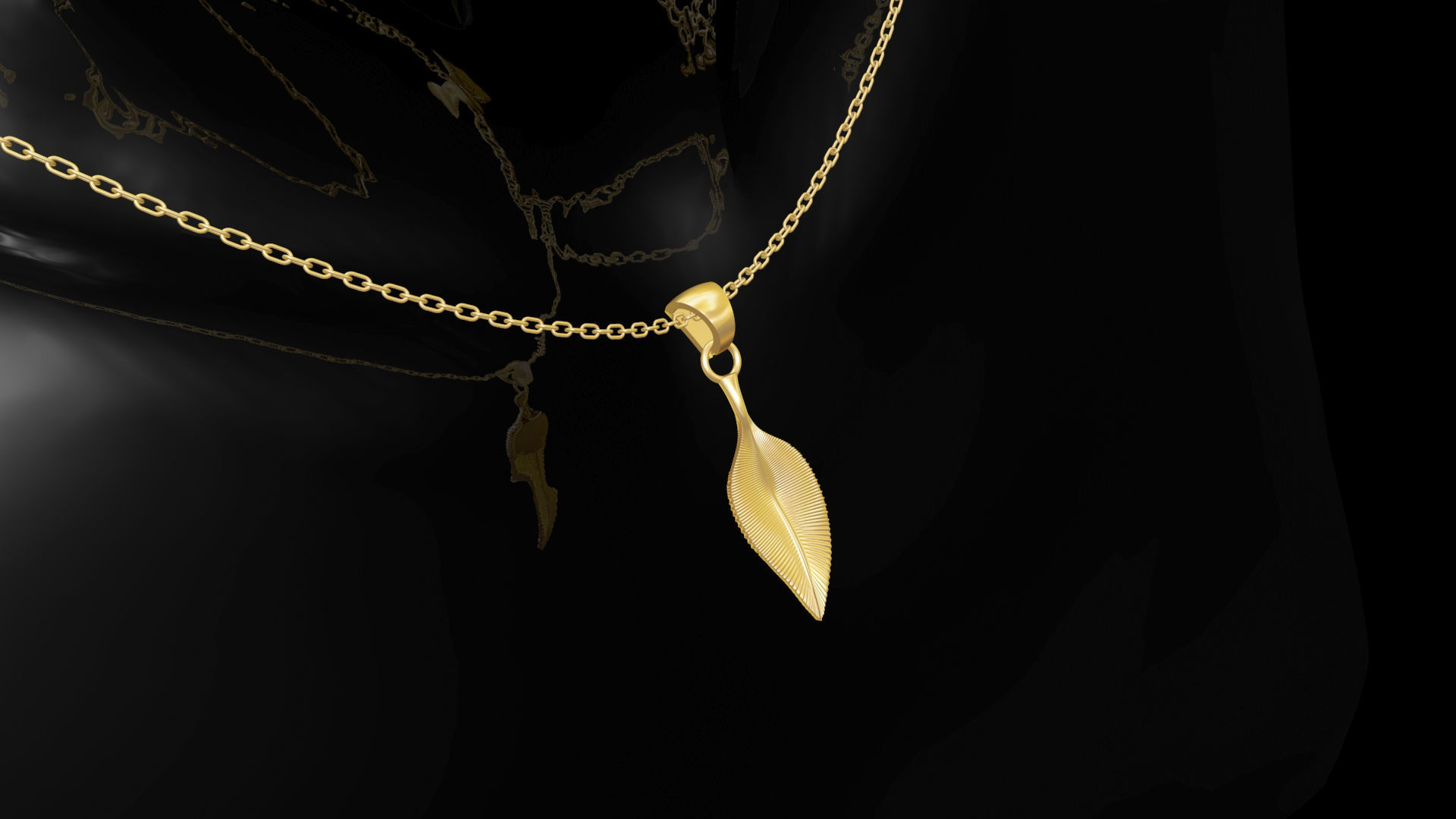 Leaf Pendant Jewelry Gold 3D print model_3
