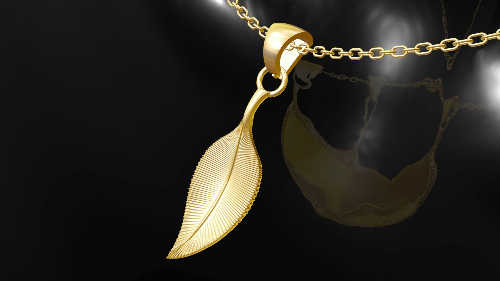Leaf Pendant Jewelry Gold 3D print model_2