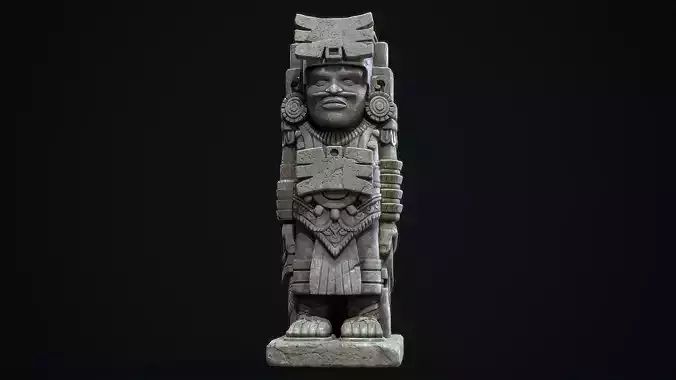 Statue Aztec Warrior Low-poly 3D model