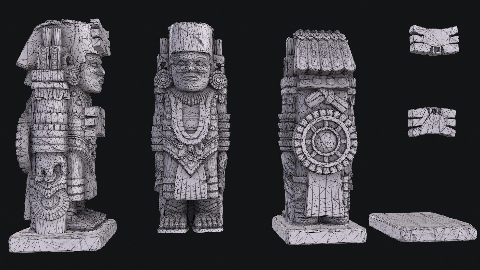 Statue Aztec Warrior Low-poly 3D model_11