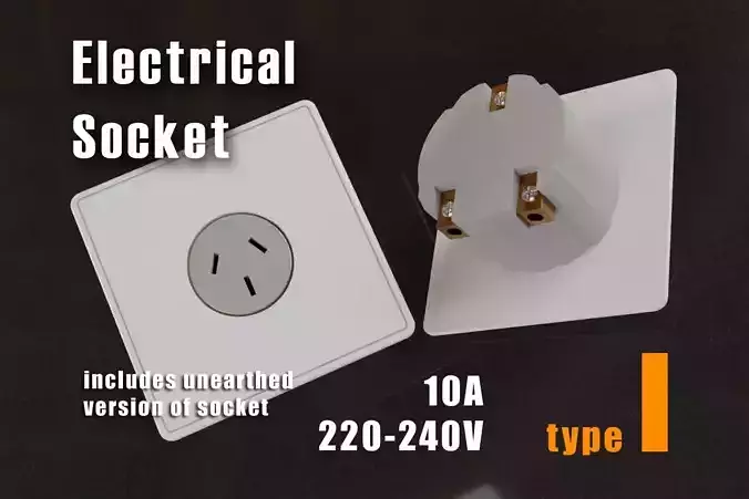 Electrical Socket 1P - Type I 3D model