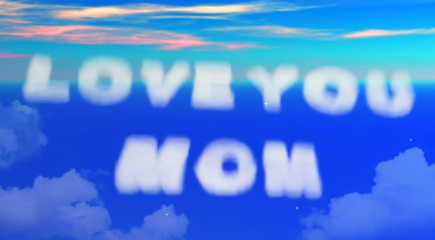 Mothers Love in Clouds Love you MOM Cloud Text 3D model_2