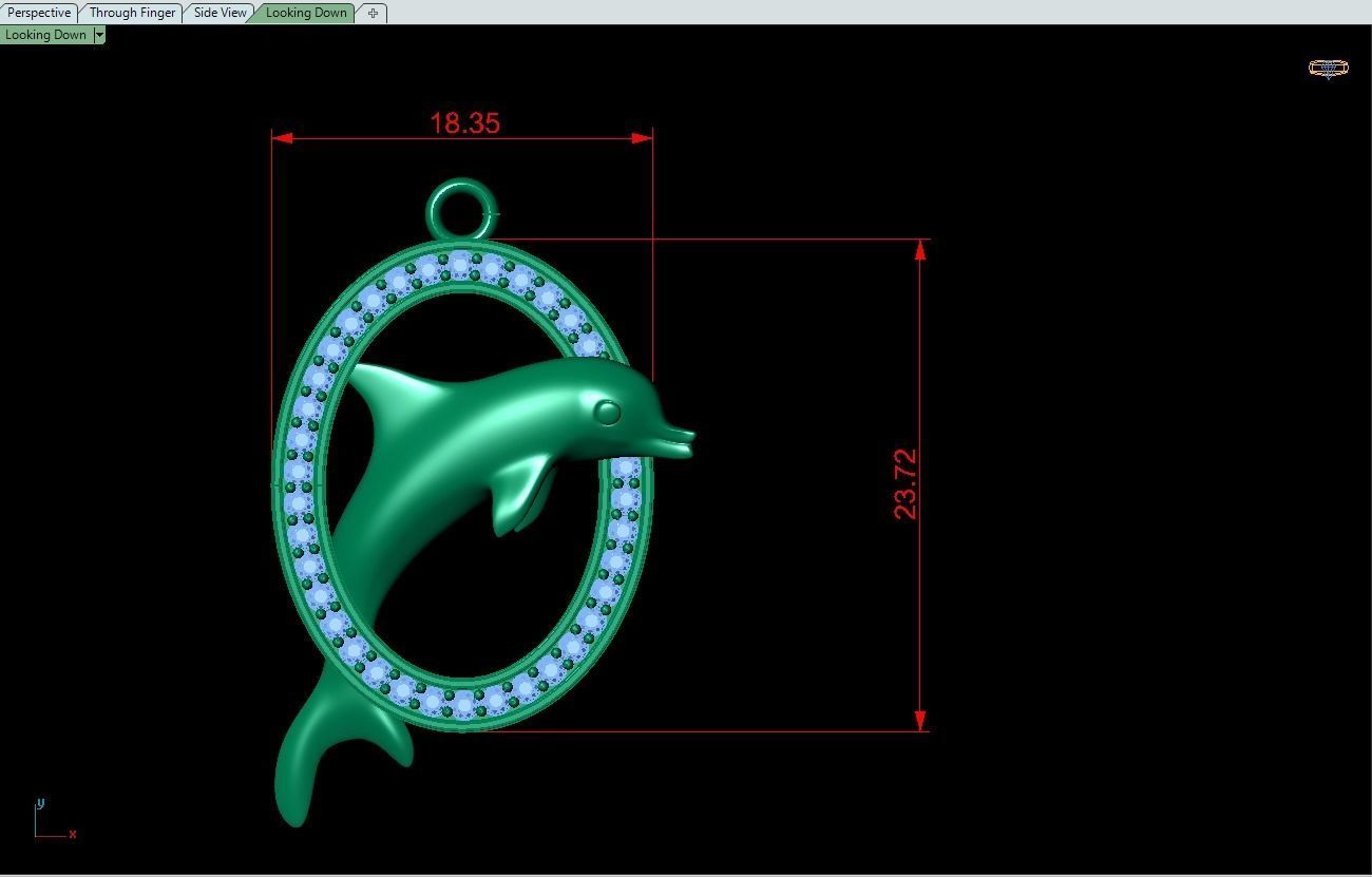 Gold dolphin necklace 3D model_7