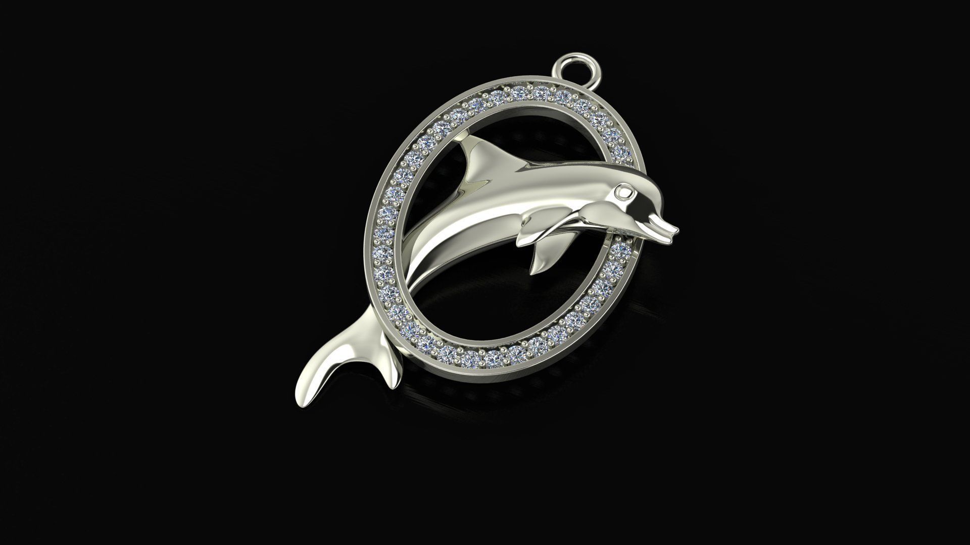 Gold dolphin necklace 3D model_3