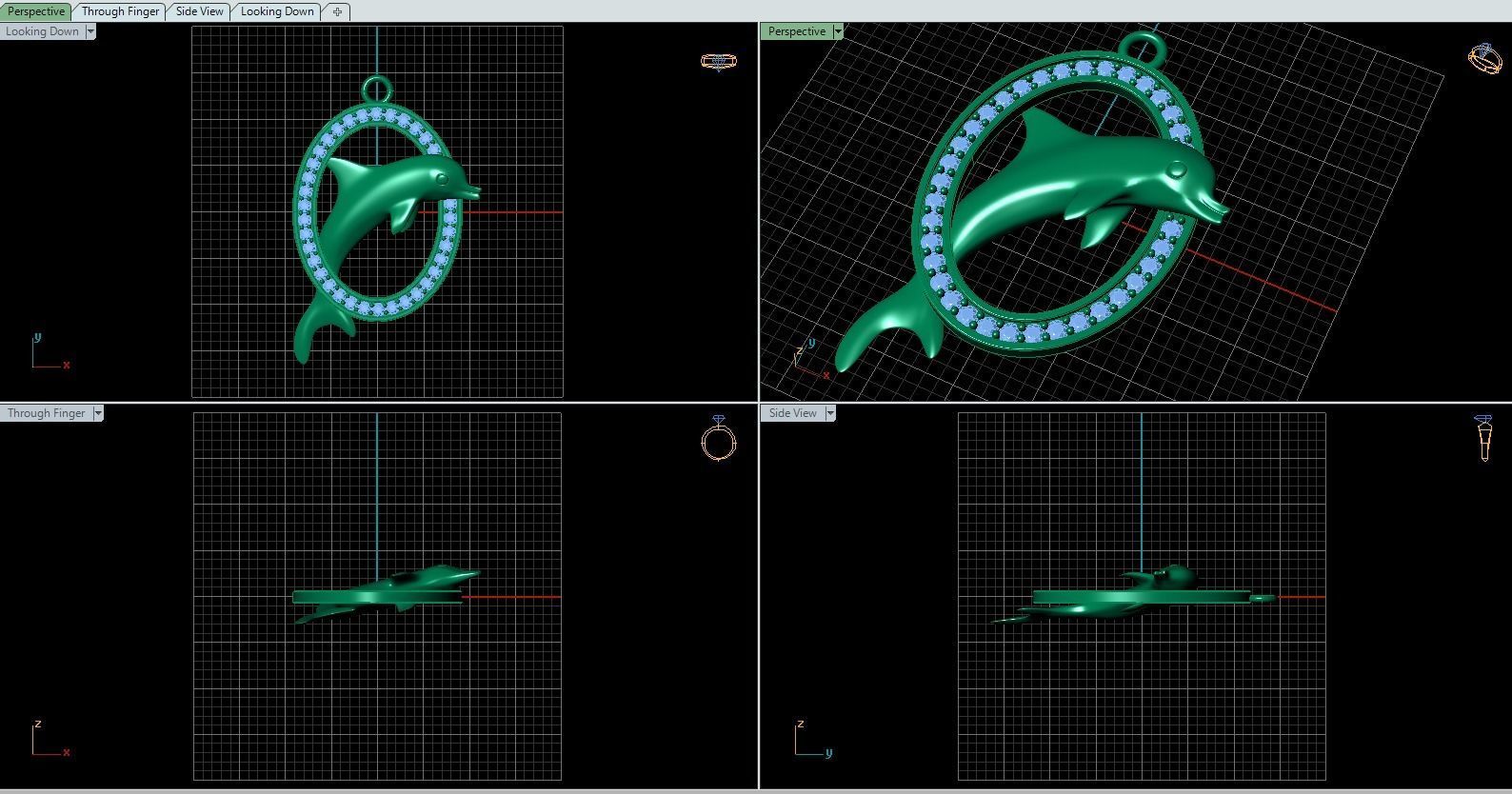 Gold dolphin necklace 3D model_6