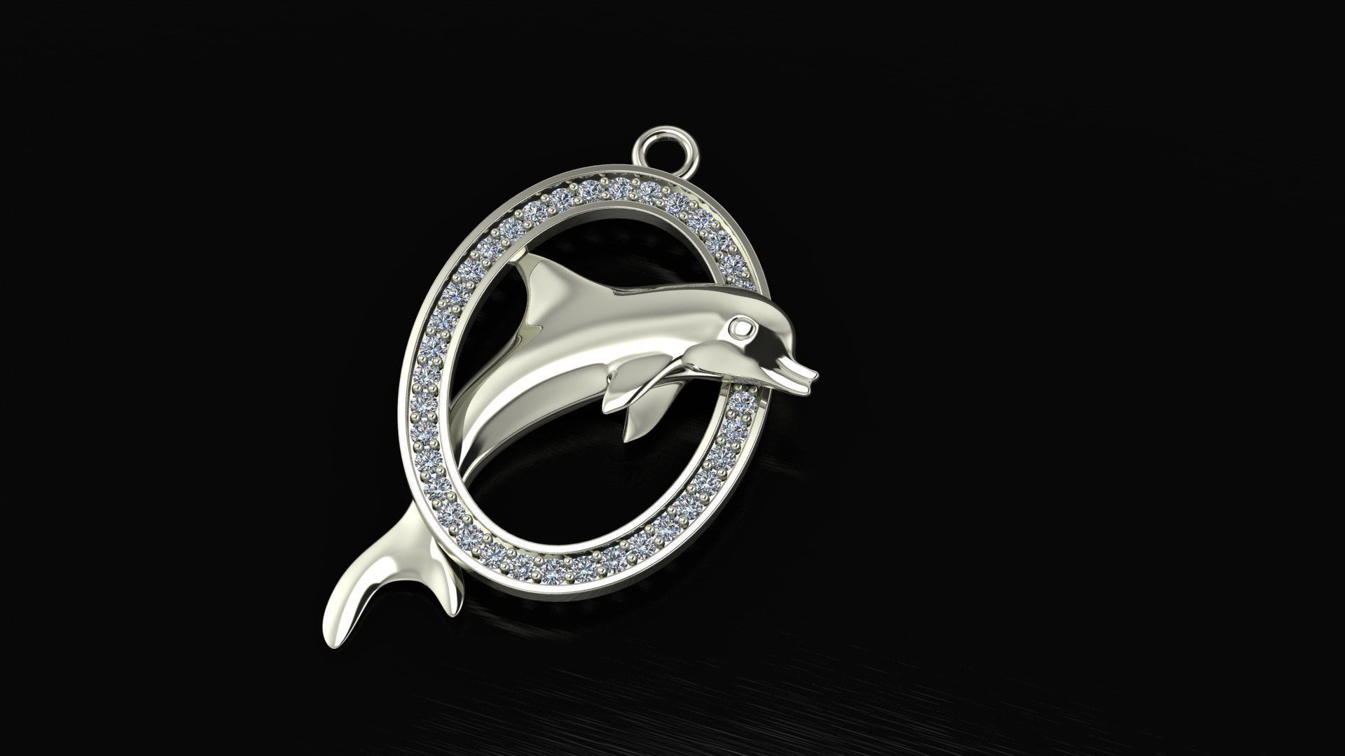Gold dolphin necklace 3D model_2