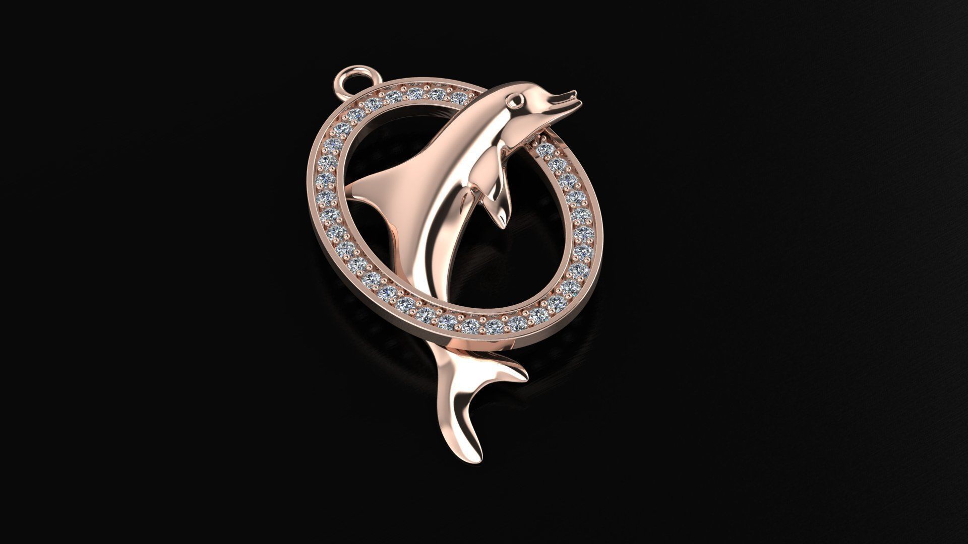 Gold dolphin necklace 3D model_5
