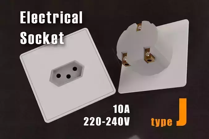 Electrical Socket 1P - Type J 3D model