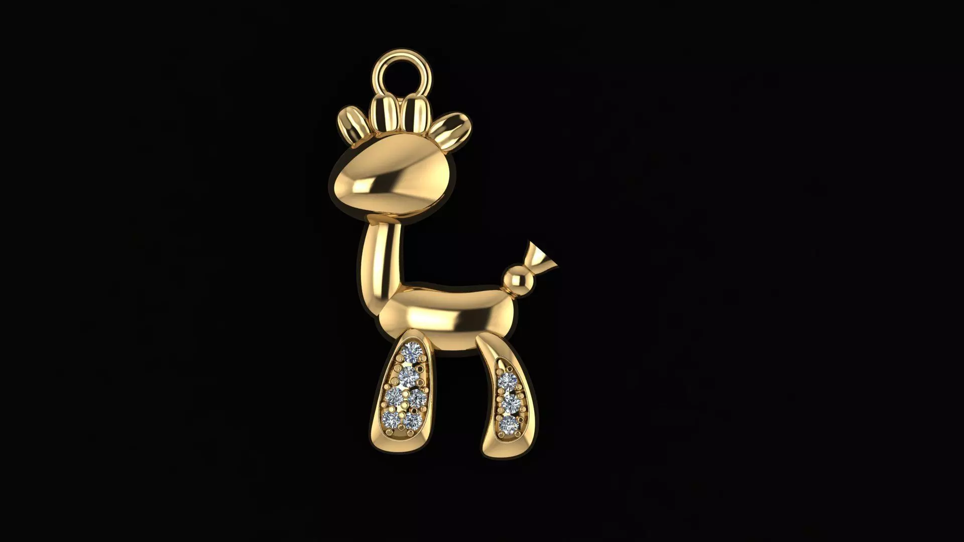 Cute Animal Pendant with Gemstone Details 3D Jewelry CAD Model 3D print model