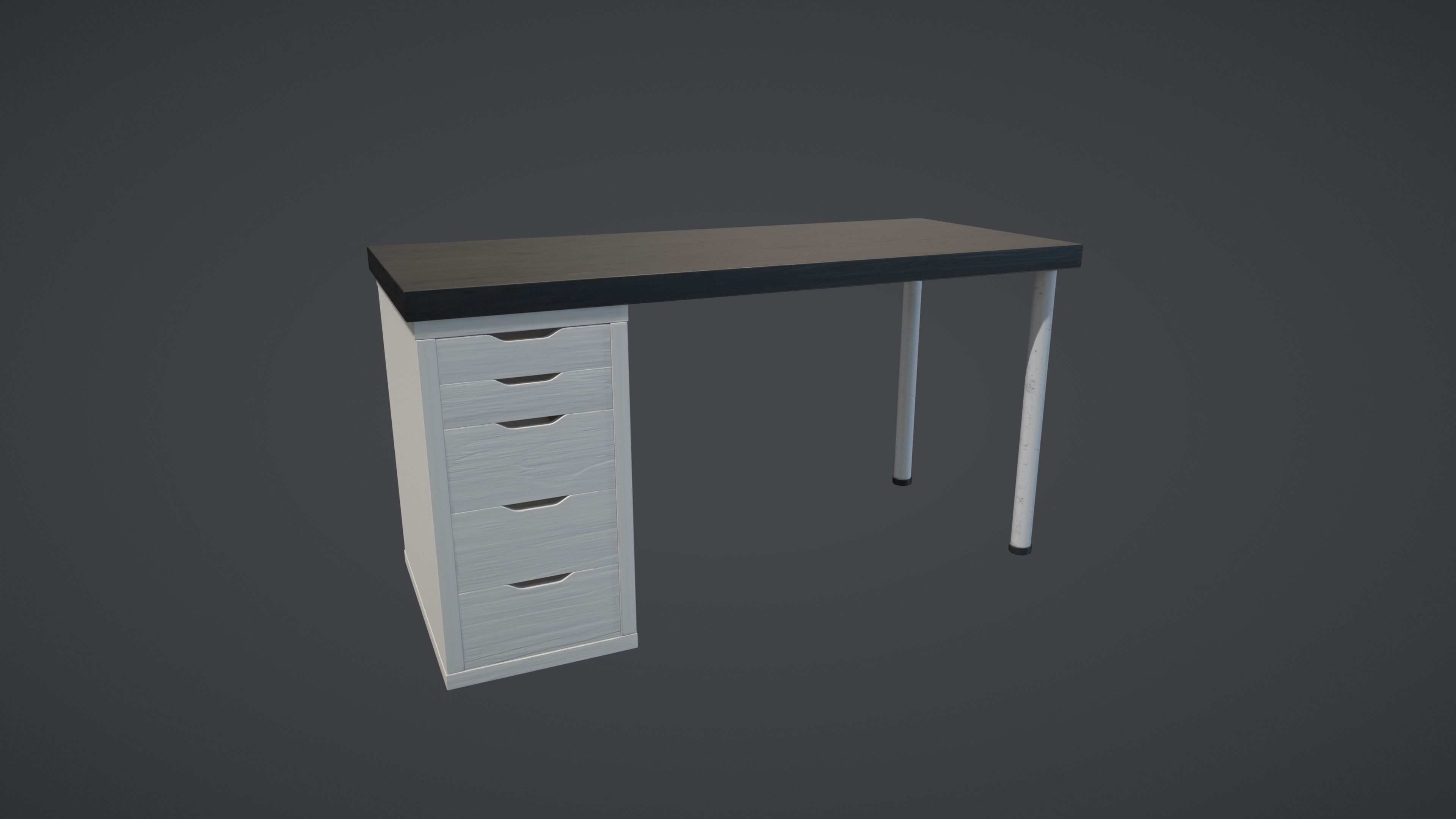 Office Desk Low-poly 3D model_1