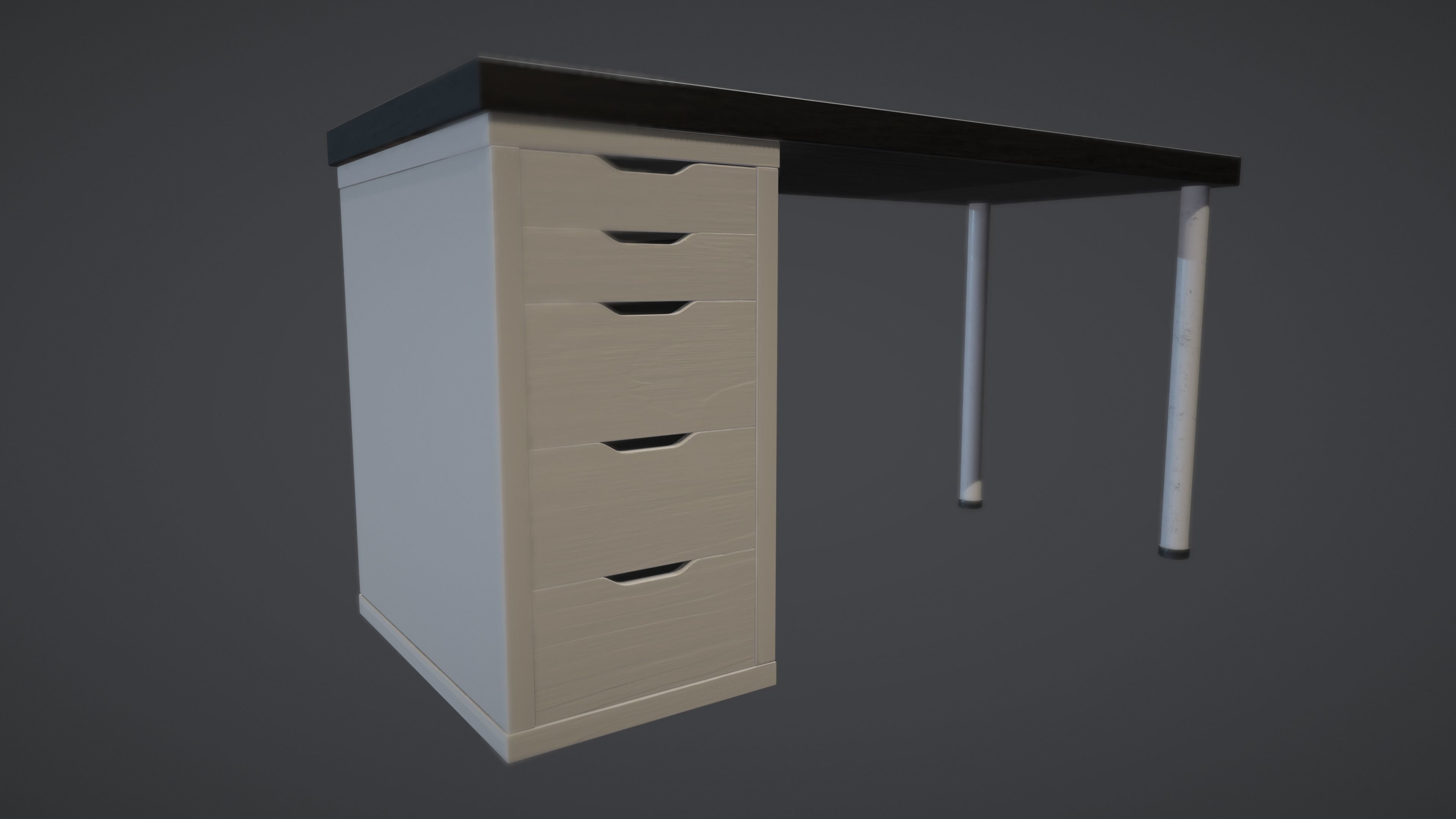 Office Desk Low-poly 3D model_4