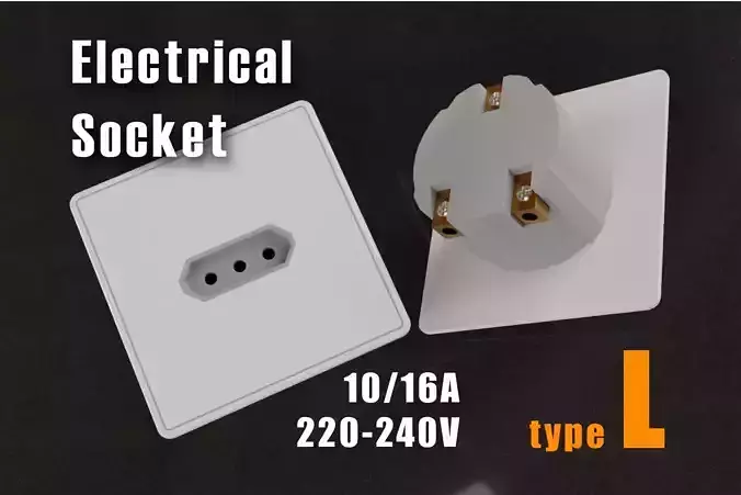 Electrical Socket 1P - Type L 3D model