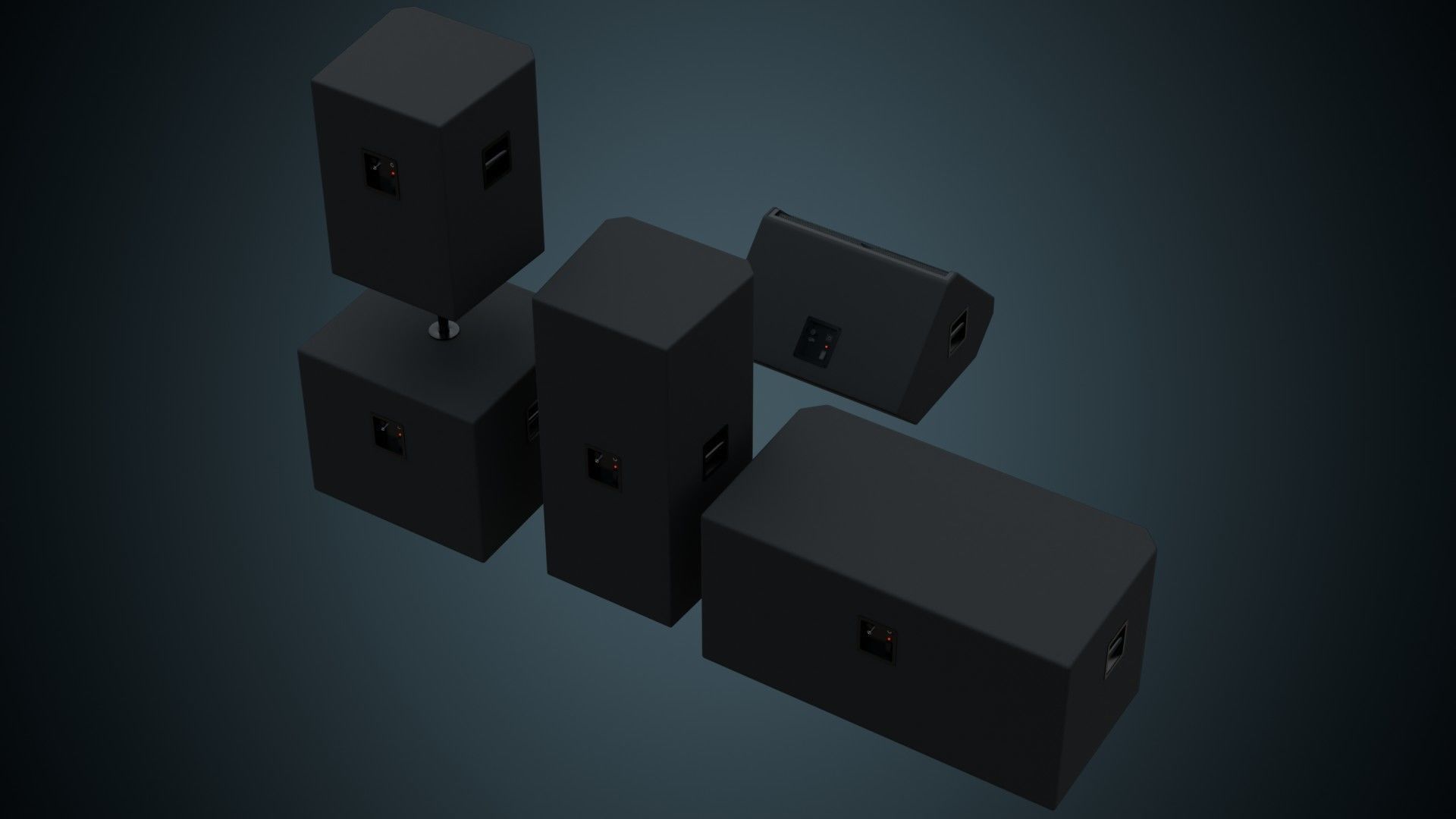 Speaker 2 Basic Low-poly 3D model_2