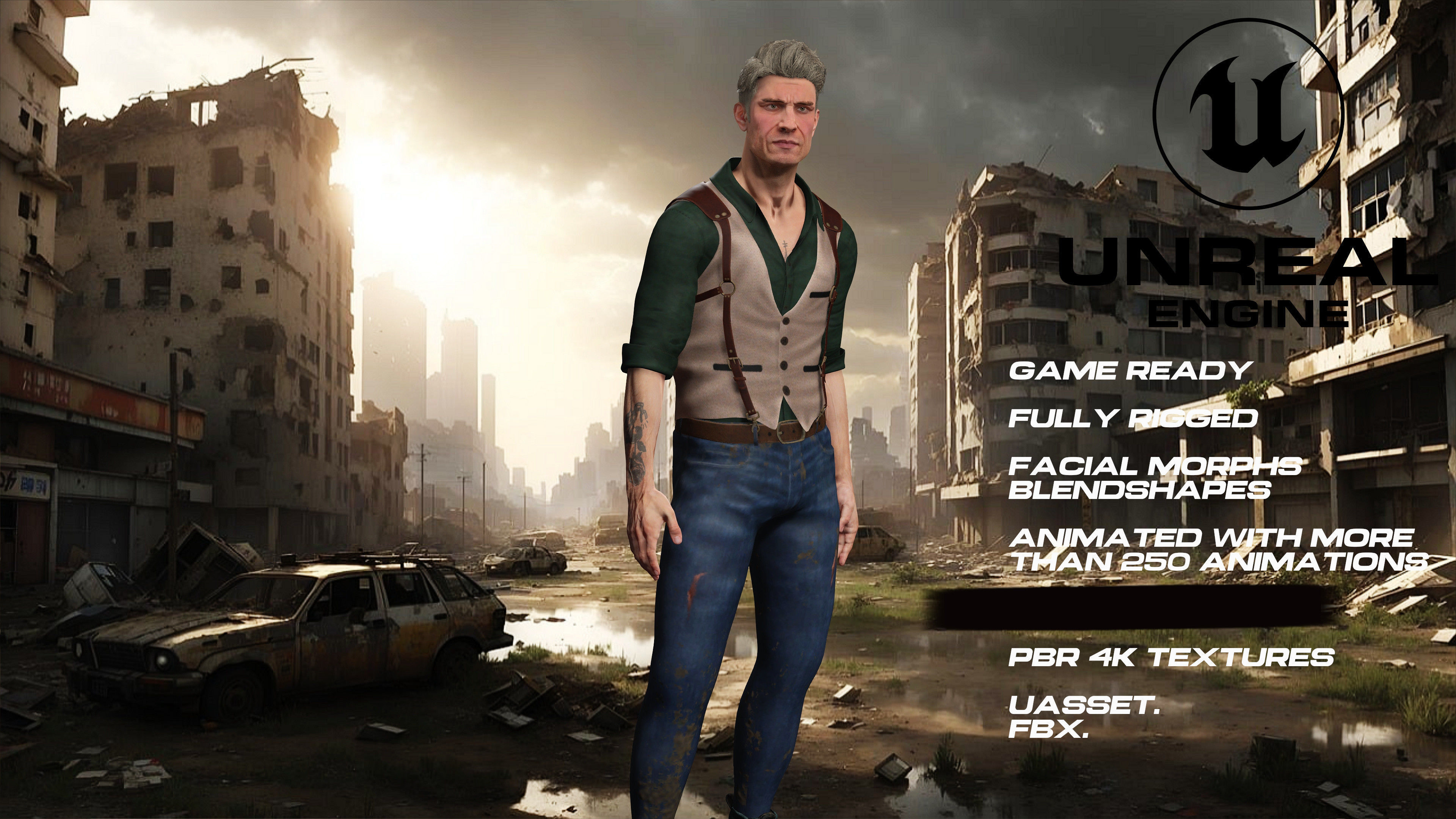 Zombie Hunter  full rigged - game ready - animated Low-poly 3D model_4