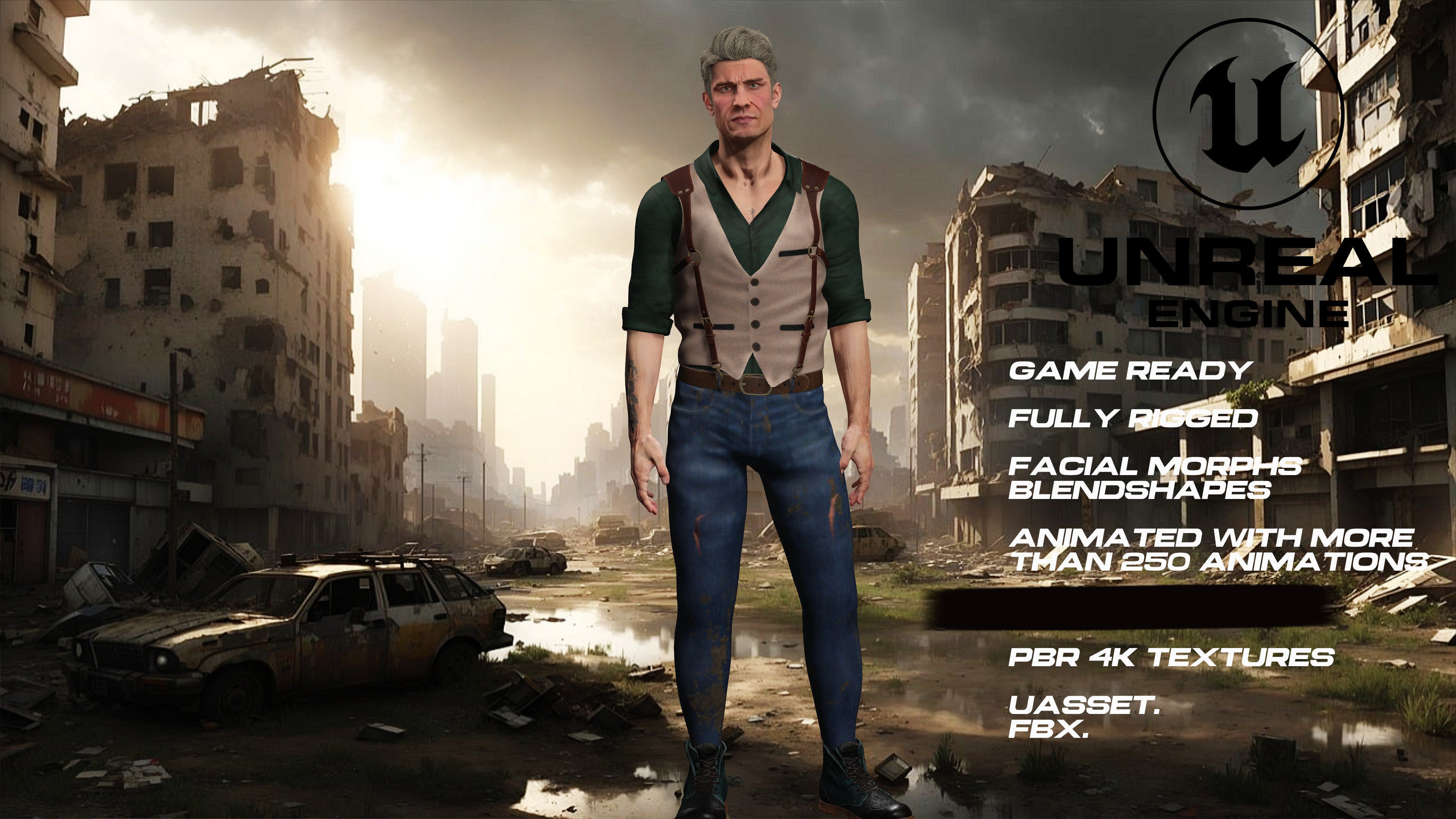 Zombie Hunter  full rigged - game ready - animated Low-poly 3D model_2