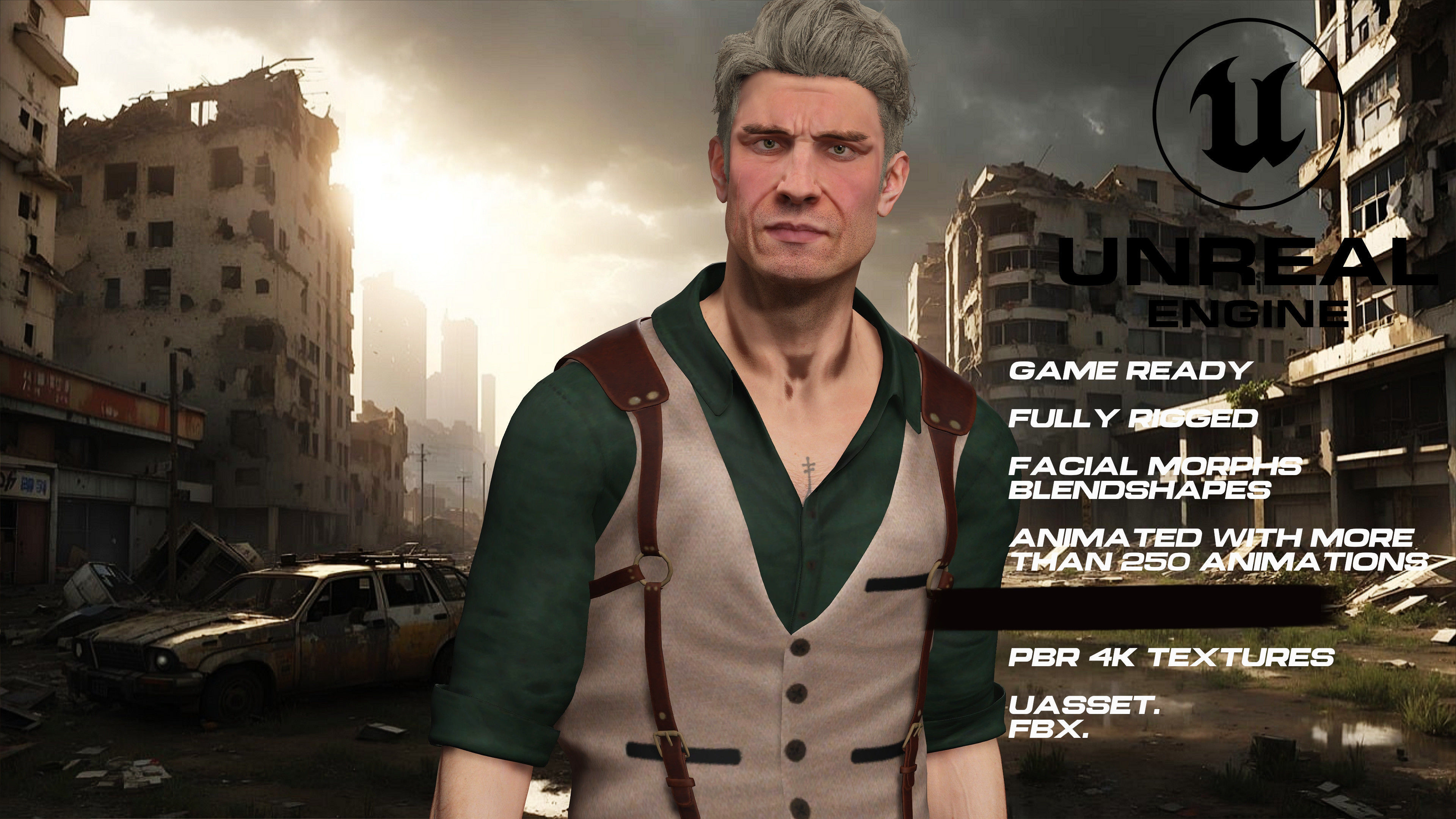 Zombie Hunter  full rigged - game ready - animated Low-poly 3D model_3