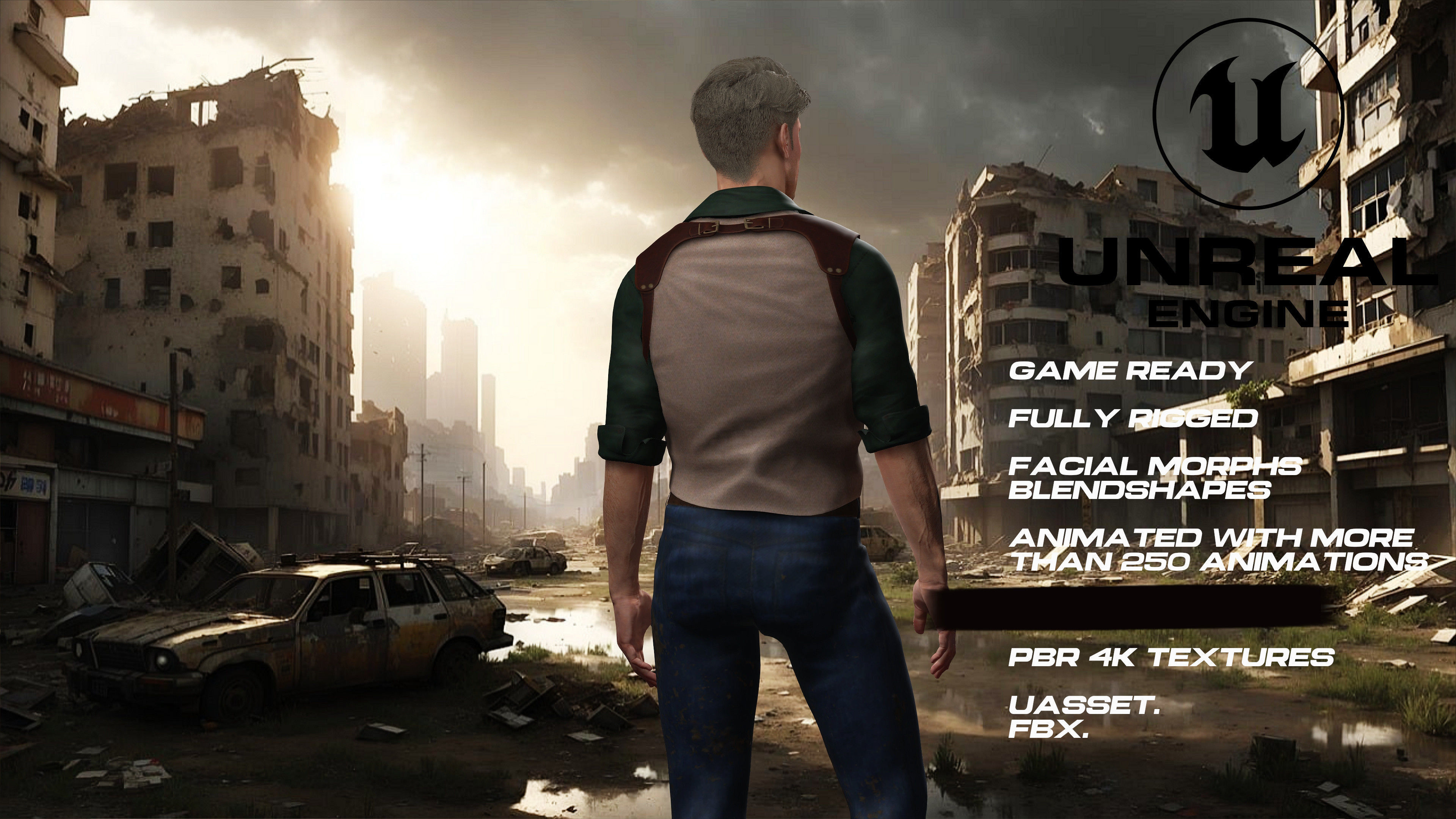 Zombie Hunter  full rigged - game ready - animated Low-poly 3D model_6