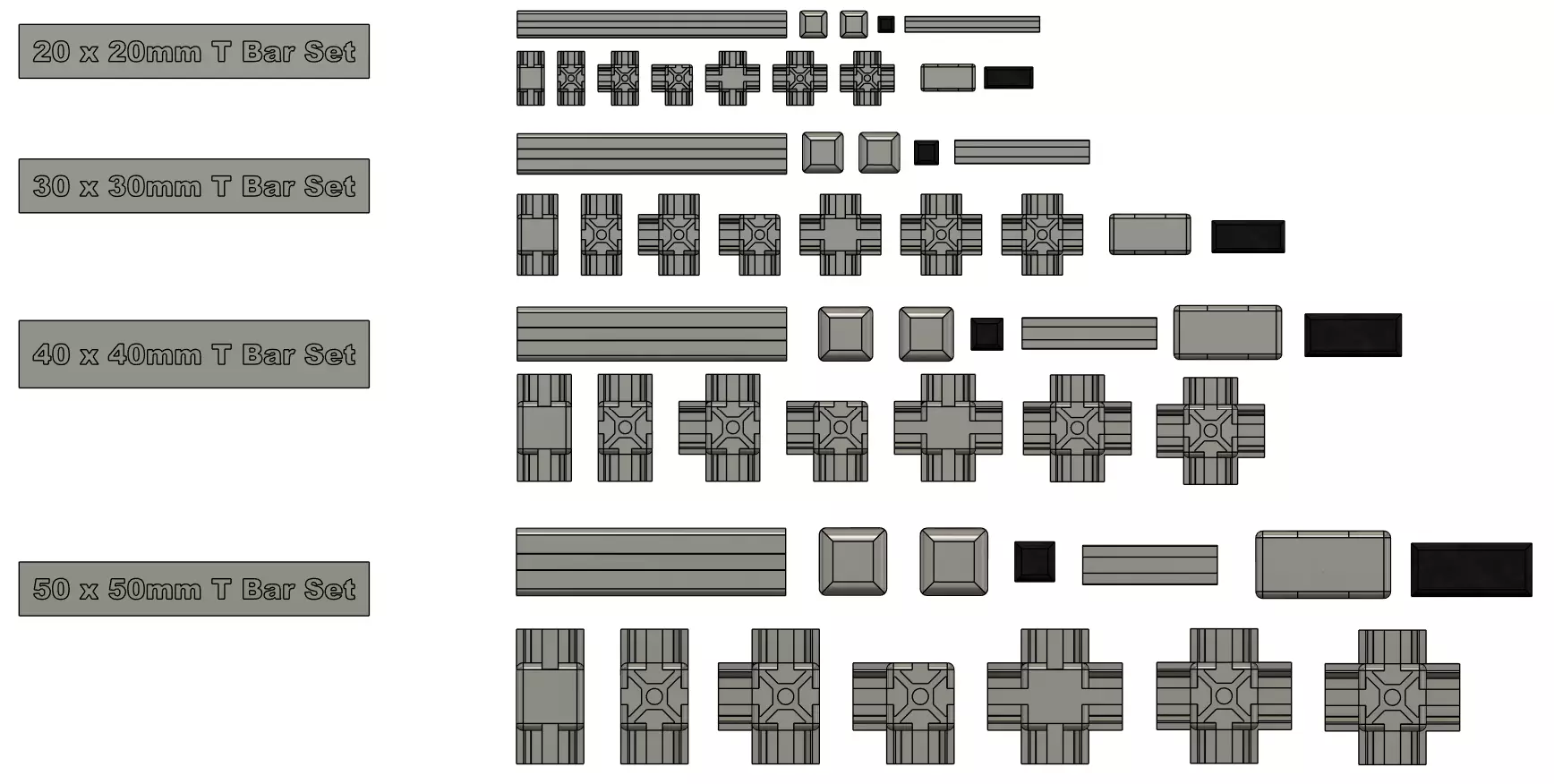 T Bar Printer or Enclosure Parts 3D print model_0
